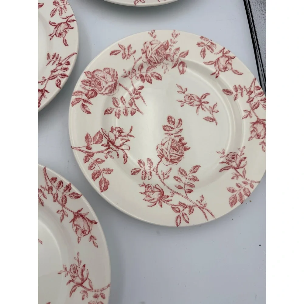 Churchill Antique Rose Pink Salad Plates Set of 6 Vintage Made in England 8